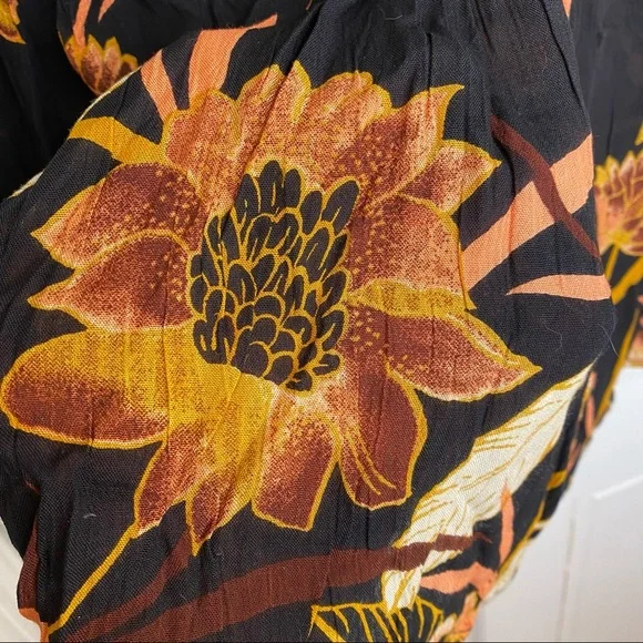 SOLD🖤Billabong Ella Bella Black & Orange Floral Fall Peasant Top Small New - Picture 8 of 16